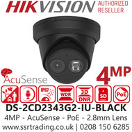 Hikvision 4MP AcuSense Turret PoE Camera - DS-2CD2343G2-IU/Black (2.8mm)