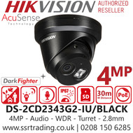 Hikvision 4MP AcuSense Turret PoE Camera - DS-2CD2343G2-IU/Black (2.8mm)