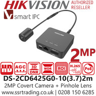 Hikvision 2MP PoE Covert Camera + Pinhole Lens (2m Cable) DS-2CD6425G0-10(3.7mm)2m