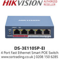 Hikvision 4 Port Fast Ethernet Smart PoE Switch - DS-3E1105P-EI