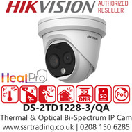 Hikvision HeatPro Thermal & Optical Bi-spectrum PoE Turret Camera - DS-2TD1228-3/QA