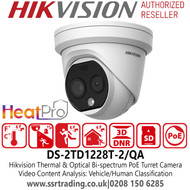 Hikvision 2.1mm fixed lens thermal network turret camera with built in Bi-spectrum & audio - DS-2TD1228-2/QA
