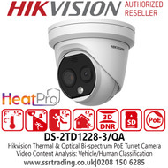 Hikvision DS-2TD1228-3/QA 3.6mm fixed lens thermal network turret camera with built in Bi-spectrum & audio