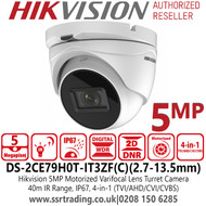 5MP Hikvision DS-2CE79H0T-IT3ZF (C) Outdoor Motorized Varifocal Lens Turret Camera