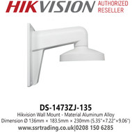 DS-1473ZJ-135 Hikvision Wall Mount, Material Aluminum Alloy, Dimension Ø 136 mm × 183.5 mm × 230 mm (5.35" × 7.22" × 9.06") 