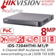 Hikvision 4 Channel AcuSense 8MP DVR - iDS-7204HTHI-M1/P