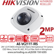  2MP Hikvision 1080p 1/2.9”CMOS IR Dot Matrix Hemispherical TVI Camera - AE-VC211T-IRS