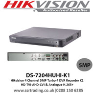 Hikvision 4 Channel 5MP Turbo DVR Recorder K1 HDTVI-AHD-CVI  H.265+ DS-7204HUHI-K1