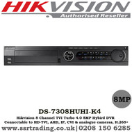 Hikvision  8 Channel 8MP Hybrid Turbo 4 HD-TVI/AHD H.265+ DVR With HDMI/VGA - (DS-7308HUHI-K4)