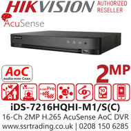 Hikvision 16 Channel 2MP AcuSense AoC DVR - iDS-7216HQHI-M1/S(C)