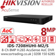 Hikvision - 8 Channel 8MP H.265 2 SATA AcuSense AoC DVR - iDS-7208HUHI-M2/S