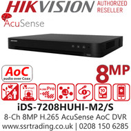 Hikvision 8 Channel 8MP AcuSense AoC DVR - iDS-7208HUHI-M2/S