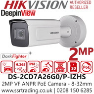 Hikvision 2MP DeepinView ANPR Varifocal PoE Bullet Camera - DS-2CD7A26G0/P-IZHS (8-32mm)
