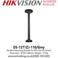 Hikvision - DS-1271ZJ-110/Grey  Pendent Mounting Grey Bracket for  Mini Dome Camera