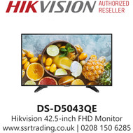 Hikvision DS-D5043QE 43inch FHD Monitor, Built-in Speaker, HDMI Support up to 1080P,  24/7 Operation, Multiple interfaces: HDMI, VGA, audio in