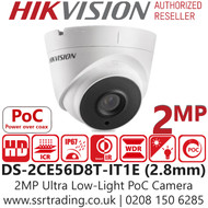 Hikvision - 2MP Ultra Low Light PoC Fixed Lens Turret Camera - DS-2CE56D8T-IT1E (2.8mm)