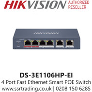 Hikvision 4 Port Fast Ethernet Smart POE Switch - DS-3E1106HP-EI