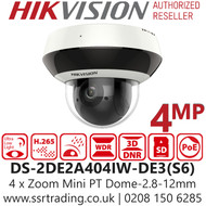 Hikvision 4MP 4x Zoom PT Dome PoE Camera - DS-2DE2A404IW-DE3(S6) 
