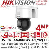 Hikvision 4MP ColorVu Wi-Fi Mini PT Dome PoE Camera - DS-2DE3A400BW-DE/W(T5) (4mm)