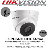 Hikvision 2MP 3.6mm Fixed Lens 20m IR Distance PoC  Turret Camera-DS-2CE56D0T-IT1E