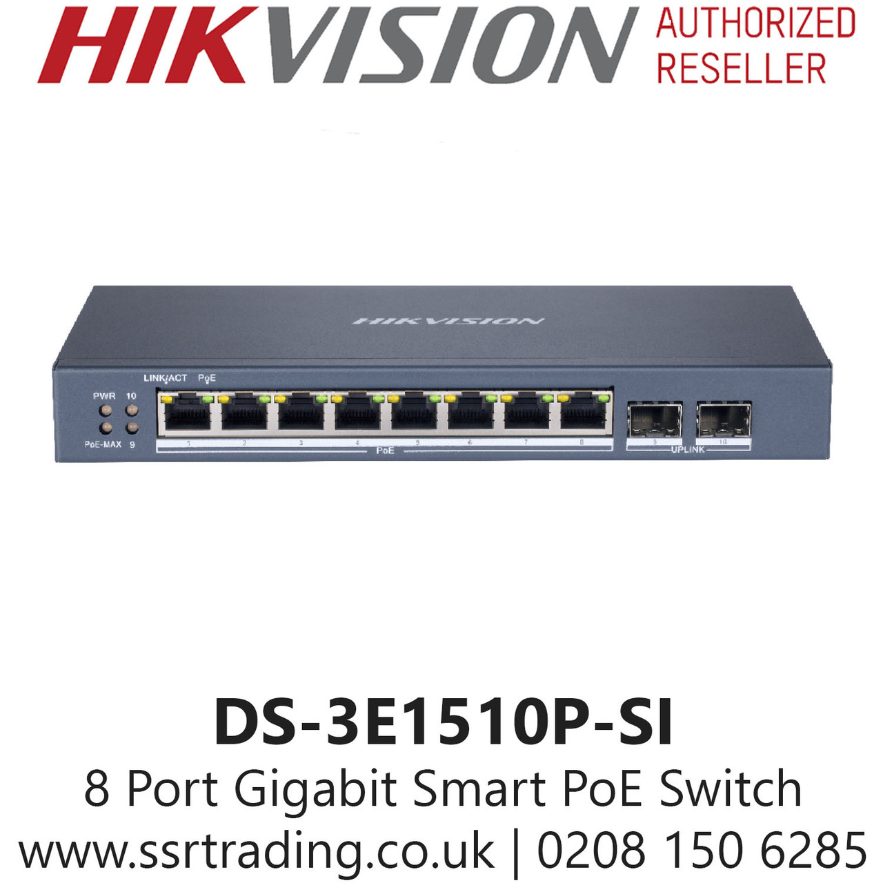 Hikvision 8-Port Smart Managed Gigabit PoE Switch - DS-3E1510P-SI