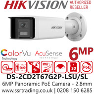 Hikvision 6MP Panoramic ColorVu PoE Camera - DS-2CD2T67G2P-LSU/SL (2.8mm)