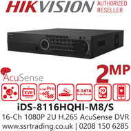 Hikvision 16Ch 2MP AcuSense 8 SATA DVR - iDS-8116HQHI-M8/S