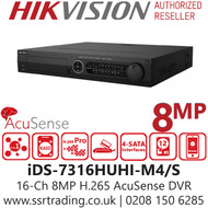 Hikvision 16Ch 8MP AcuSense 4 SATA DVR - iDS-7316HUHI-M4/S