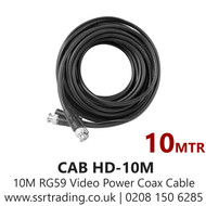 Pre Made 10M HD BNC RG59 Video Power Coax Cable - CAB HD-10M