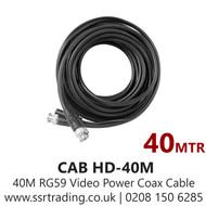 Pre Made 40M HD BNC RG59 Video Power Coax Cable - CAB HD-40M