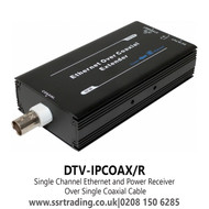 Single Channel Ethernet and Power Receiver Over Single Coaxial Cable, Ethernet Over Coaxial Extender - DTV-IPCOAX/R