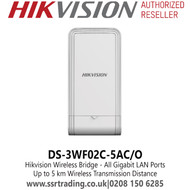 Hikvision Outdoor Wireless Bridge - Up to 5 km Wireless Transmission Distance - All Gigabit LAN Ports - DS-3WF02C-5AC/O 