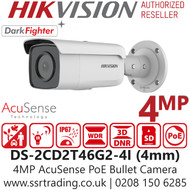 Hikvision DS-2CD2T46G2-4I (4mm) 4MP AcuSense DarkFighter Outdoor Bullet PoE IP Camera with 4mm Fixed Lens - 80m IR Range - Water and Dust Resistant (IP67) - Efficient H.265+ Compression Technology 