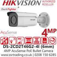 Hikvision DS-2CD2T46G2-4I (6mm) 4MP AcuSense DarkFighter Outdoor Bullet PoE IP Camera with 6mm Fixed Lens - 80m IR Range - Water and Dust Resistant (IP67) - Efficient H.265+ Compression Technology 