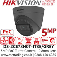 Hikvision 5MP PoC Grey Turret Camera - DS-2CE78H0T-IT3E/GREY (2.8mm)