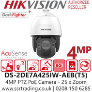 Hikvision 4MP Face Capture PoE PTZ Camera - DS-2DE7A425IW-AEB(T5)