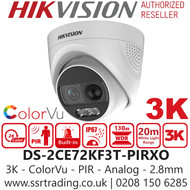 Hikvision 3K ColorVu PIR Siren TVI Camera - DS-2CE72KF3T-PIRXO