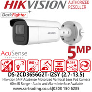 Hikvision 5MP AcuSense DarkFighter IP PoE Bullet Camera with 2.7-13.5mm  Motorized Varifocal Lens, 60m IR Range, Water and Dust Resistant (IP67) and Vandal-Resistant (IK10)DS-2CD3656G2T-IZSY