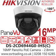 Hikvision 16MP 180° PanoVu IP PoE Camera - DS-2CD6944G0-IHS(C)