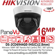 Hikvision 16MP IP PoE 180° PanoVu Outdoor Network Camera with 2.8mm Fixed Lens, 20m IR Range, Water and Dust Resistant (IP67) and Vandal Proof (IK10) - DS-2CD6944G0-IHS(C)