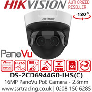 DS-2CD6944G0-IHS(C) Hikvision 16MP IP PoE 180° PanoVu Outdoor Network Camera with 2.8mm Fixed Lens, 20m IR Range, Water and Dust Resistant (IP67) and Vandal Proof (IK10) 