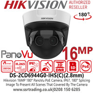 16MP Hikvision 180° PanoVu Outdoor IP PoE Camera with 2.8mm Fixed Lens, 20m IR Range, Water and Dust Resistant (IP67) and Vandal Proof (IK10) - DS-2CD6944G0-IHS(C) 