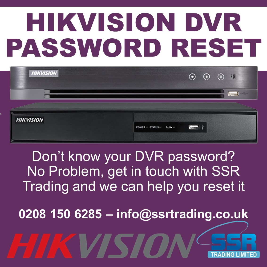 Reset Password of Hikvision DVR, Hikvision DVR/NVR Password Recover, Recover  Password of Hikvision DVR/NVR, HiWatch Supplier & Hikvision DVR CCTV Camera  Installation, DVR Password, Hikvision DVRs Password Reset in London,