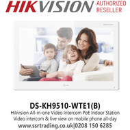 Hikvision All-in-one Indoor Station, Video Intercom PoE Indoor Station, Supports Android app installation, 10.1-inch Colorful Touch Screen with Resolution 1024 × 600- DS-KH9510-WTE1(B)