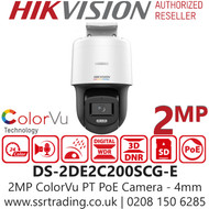 Hikvision 2MP ColorVu Mini PT Dome PoE Camera - DS-2DE2C200SCG-E (4mm)