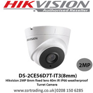  Hikvision 2MP 8mm fixed lens 40m IR IP66 weatherproof  Turret Camera - DS-2CE56D7T-IT3