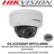  Hikvision 2MP 3.6mm Fixed Lens 20m IR Ultra Low-Light EXIR  Dome Camera-DS-2CE56D8T-VPIT