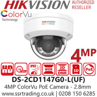 Hikvision 4MP ColorVu Dome PoE Camera - DS-2CD1147G0-L(UF)