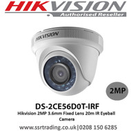  Hikvision 2MP 3.6mm Fixed Lens 20m IR Eyeball Camera - DS-2CE56D0T-IRF
