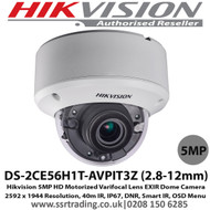  Hikvision 5MP 2.8-12mm  Motorized varifocal lens 40m IR EXIR IP67 IK10 OSD DNR DWDR HD-TVI Dome Camera - DS-2CE56H1T-AVPIT3Z